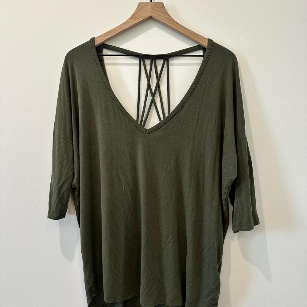 EXPRESS Olive Green Women's Top with Strappy Back